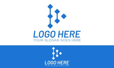 Mavi Renk Basit Teknik Satır Bağlantı Logosu Tasarımı