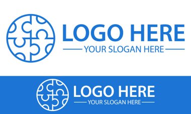 Mavi Renk Çizgisi Sanat Çemberi Yapboz Logosu Tasarımı