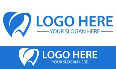Mavi Renkli Yaprak Eko Diş Kliniği Logo Tasarımı Konsepti
