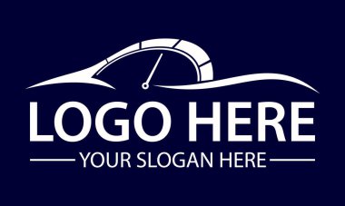 Siyah Arkaplan Lüksü Beyaz Renkli Hızlı Araba Logosu Tasarımı