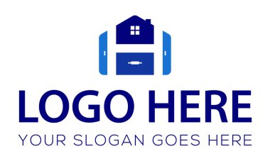 Mavi Renk Basit Ev Çekmecesi Logosu Tasarımı