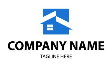 Mavi Renkli Çatı Ev Logosu Tasarımı