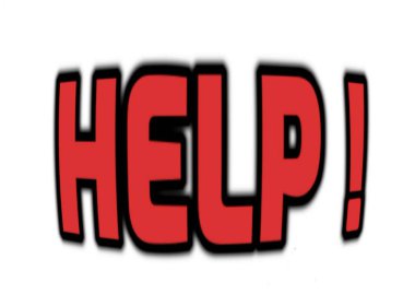 Parlak kırmızı harflerle yardım iste