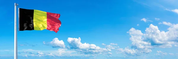 Belgium Flag State Europe Flag Waving Blue Sky Beautiful Clouds — Fotografia de Stock