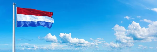 Netherlands Flag State Europe Flag Waving Blue Sky Beautiful Clouds — Φωτογραφία Αρχείου