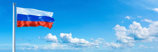 Russia Flag State Europe Flag Waving Blue Sky Beautiful Clouds — Stock fotografie