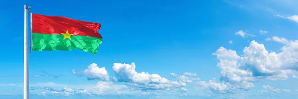 Burkina Faso Flag State Africa Flag Waving Blue Sky Beautiful — Foto Stock