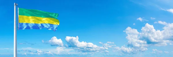Gabo Flagn State Africa Flag Waving Blue Sky Beautiful Clouds — ストック写真