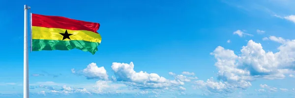 Ghana Flag State Africa Flag Waving Blue Sky Beautiful Clouds — Stock fotografie