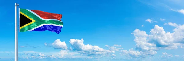 South Africa Flag State Africa Flag Waving Blue Sky Beautiful — ストック写真