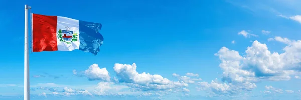 Alagoas Flag State Brazil Flag Waving Blue Sky Beautiful Clouds — Fotografia de Stock