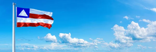 Bahia Flag State Brazil Flag Waving Blue Sky Beautiful Clouds — Fotografia de Stock