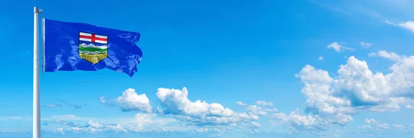 Alberta Flag State Canada Flag Waving Blue Sky Beautiful Clouds — Fotografia de Stock