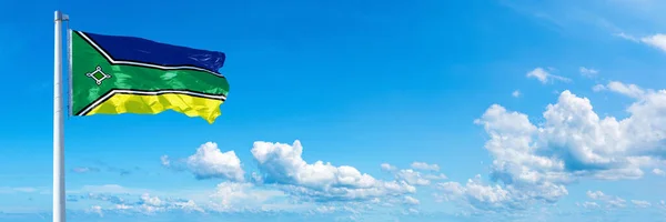 Amap Flag State Brazil Flag Waving Blue Sky Beautiful Clouds — Stockfoto