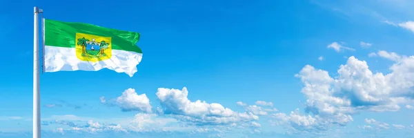 Rio Grande Norte Flag State Brazil Flag Waving Blue Sky — Stok fotoğraf