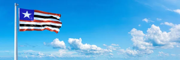 Maranho Flag State Brazil Flag Waving Blue Sky Beautiful Clouds — Fotografia de Stock