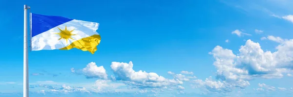 Tocantins Flag State Brazil Flag Waving Blue Sky Beautiful Clouds — Stockfoto