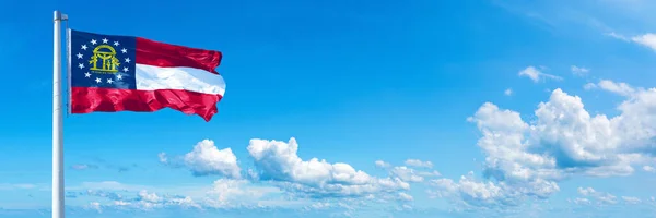 Georgia Flag State Usa Flag Waving Blue Sky Beautiful Clouds — Stock Fotó