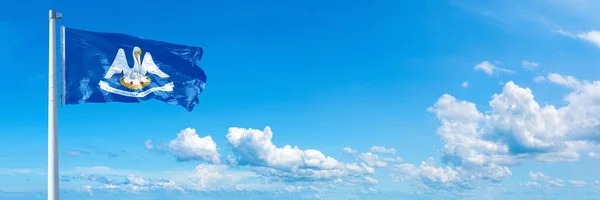 Louisiana Flag State Usa Flag Waving Blue Sky Beautiful Clouds — Foto de Stock