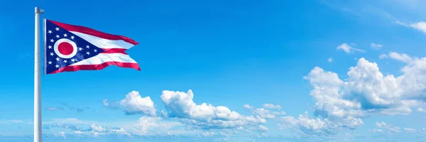 Ohio Flag State Usa Flag Waving Blue Sky Beautiful Clouds — Stockfoto