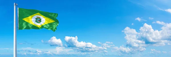 Cear Flag State Brazil Flag Waving Blue Sky Beautiful Clouds — Stok fotoğraf