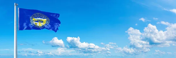 Nebraska Flag State Usa Flag Waving Blue Sky Beautiful Clouds — Stock Photo, Image