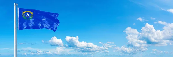 Nevada Flag State Usa Flag Waving Blue Sky Beautiful Clouds — Stockfoto