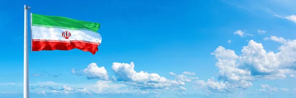 Iran Flag State Asia Flag Waving Blue Sky Beautiful Clouds — Stock fotografie