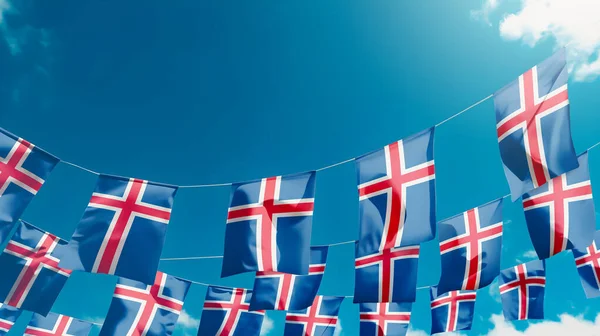 Bandera Islandia Contra Cielo Banderas Colgando Verticalmente —  Fotos de Stock
