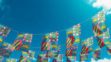 Bourgogne-Franche-Comt bayrağı - Fransa gökyüzüne karşı, bayraklar dikey asılı