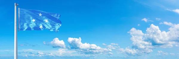 Federated States Micronesia Flag State Australasian Flag Waving Blue Sky — 图库照片