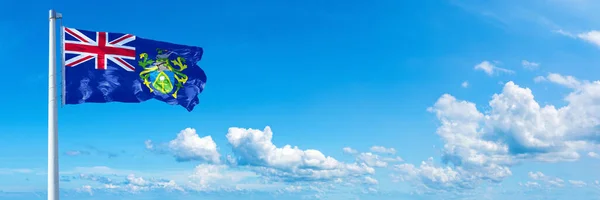 Флаг Островов Питкэрн Штат Австралазия Флаг Машущий Голубом Небе Красивых — стоковое фото