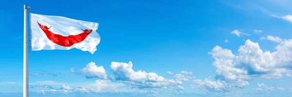 Флаг Острова Пасхи Государство Австралазия Флаг Машущий Голубом Небе Красивых — стоковое фото