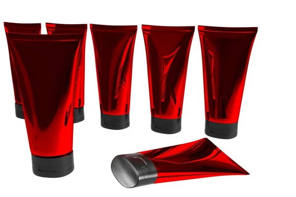 Illustration Set Red Black Metal Tubes Isolated White Background Easy — Stock Photo, Image