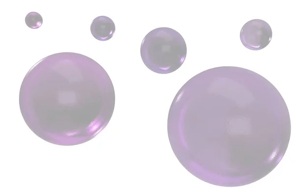 Ilustración Conjunto Bolas Vidrio Púrpura Transparente Diferentes Tamaños —  Fotos de Stock