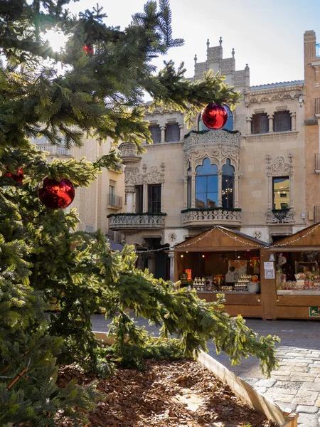 Španělsko Reusi Prosince2021 Dům Navasů Tržišti Vánočním Stromečkem Vánočním Trhem — Stock fotografie