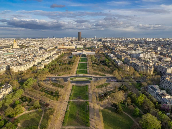 Parco Champs Mars Torre Montparnasse Visti Dal Secondo Piano Della — Foto Stock