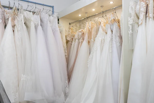 White Cream Wedding Dresses Hanger Bridal Boutique Close — Photo