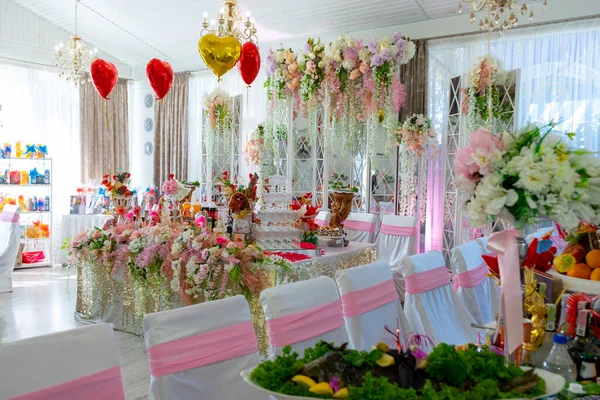 Salão Banquetes Decorado Casamento Ciganos Ucranianos Ucrânia Vinnytsia Agosto 2021 — Fotografia de Stock