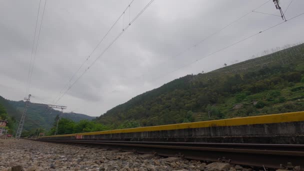San Esteban Lugo Španělsko 2022 Nákladní Vlak Lokomotivou Firmy Renfe — Stock video