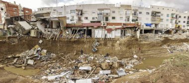 Chiva, Valencia, Spain; 11-06-2024: Buildings half destroyed by the flood in the Poyo ravine caused by the intense rains of the Dana over the Valencian Community clipart