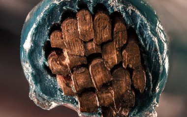 Macro copper wire - Close up of cable