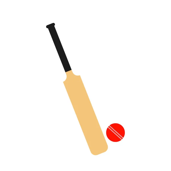 Cricketschläger Und Ball Isoliert Auf Weißem Hintergrund — Stockfoto