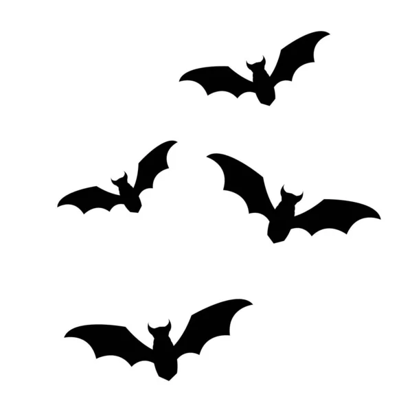 Schwarze Silhouetten Von Fledermäusen Auf Weißem Hintergrund — Stockfoto