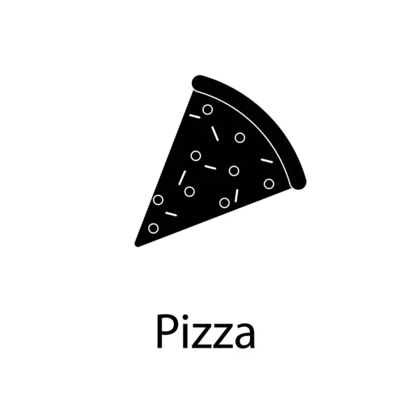 Trekantig Pizza Skiva Vektor Ikon Svart Fast Platt Design Ikon — Stockfoto