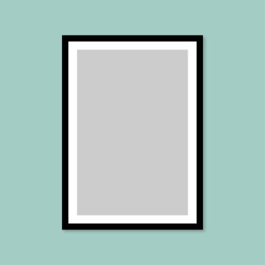 Black photo frame  Vertical photo frame empty blank template.