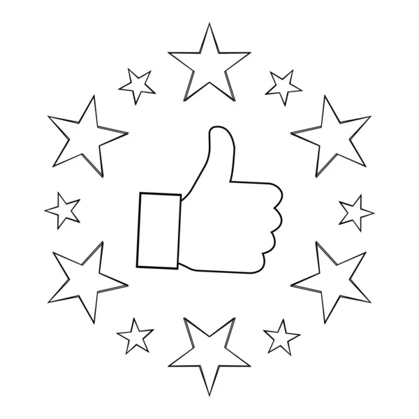 stars and hand, customer review, quality rating icon stroke
