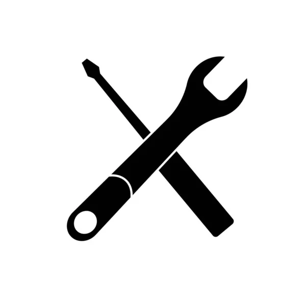 Schraubenzieher Und Schraubenschlüssel Logo Illustration Auf Weiß — Stockfoto