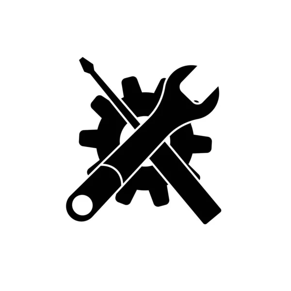 Beyaz Üzerine Tornavida Anahtar Logosu Çizimi — Stok fotoğraf