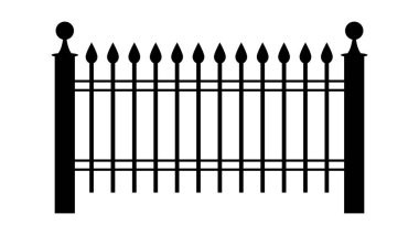 Demirden dövülmüş çit çizimi beyaz arkaplanda izole edildi